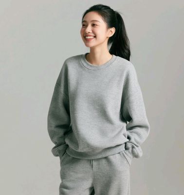 Breathable Sundress Fabric 100% Polyester Grey Sweatshirt Fabric 263GSM