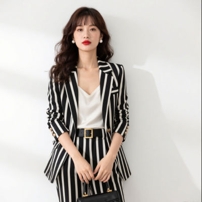 100% Polyester Black And White Striped Fabric 63GSM Suit Clothing Fabric