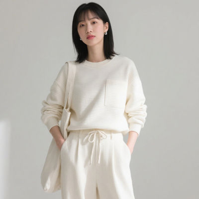 অফ হোয়াইট পলিয়েস্টার সোয়েটশার্ট ফ্যাব্রিক হালকা ওজনের ক্যাজুয়াল পরিধানের কাপড় ৭৬ জিএসএম