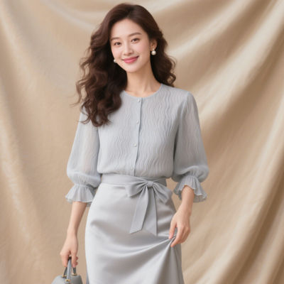 ผ้าเสื้อเชิ้ตทอ น้ำหนักเบา 210GSM ผิวสัมผัสเป็นมิตรกับผิว 64% โพลีเอสเตอร์ 36% หญ้า