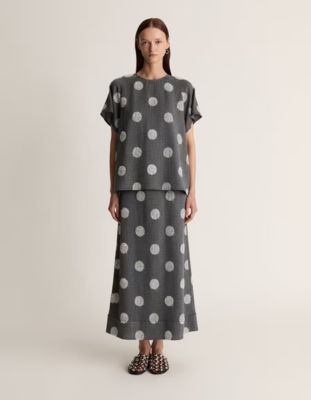 Commuter Woven Shirt Fabric 132GSM 65% Polyester Fiber 35% Cotton Black And White Polka Dot Fabric