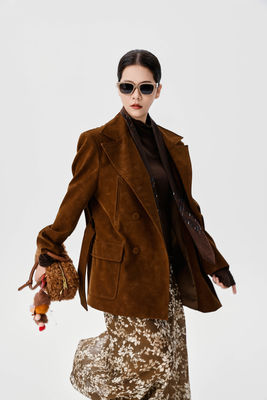 Autumn And Winter New Retro Double Breasted Waist Cinched Pu Jacket French Retro Floral Half Skirt High Waist Slimming Effect Mid Length A-line Skirt