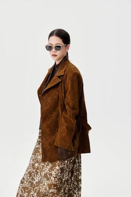 Autumn And Winter New Retro Double Breasted Waist Cinched Pu Jacket French Retro Floral Half Skirt High Waist Slimming Effect Mid Length A-line Skirt