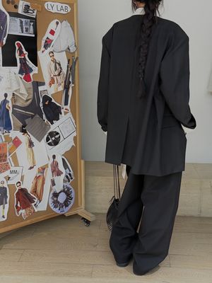 New Autumn And Winter Color Blocked Double Collar Suit Jacket