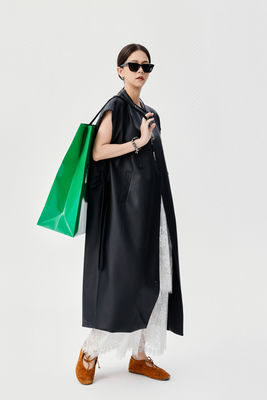 Autumn And Winter New PU Long Waisted Vest White Lace Wide Leg Pants