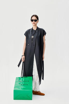 Autumn And Winter New PU Long Waisted Vest White Lace Wide Leg Pants