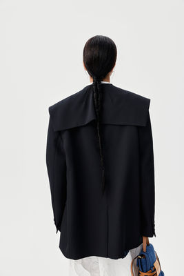 New Autumn And Winter Doll Collar Suit Jacket With Pleated Texture White Wide Leg Pants