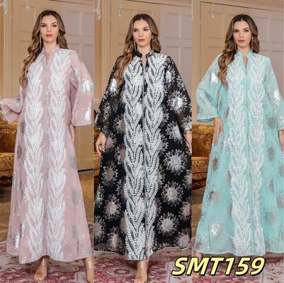 Middle Eastern Modest Wear SMT135/SMT159/SMT240  Geometric Embroidered /Silver Wheat Print/ Gradient Sequin  Abaya