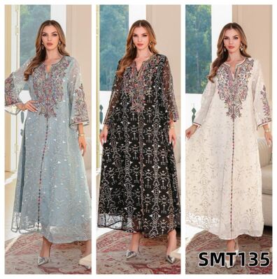 Middle Eastern Modest Wear SMT135/SMT159/SMT240  Geometric Embroidered /Silver Wheat Print/ Gradient Sequin  Abaya