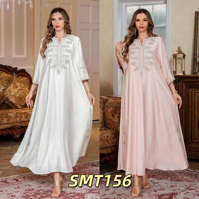 Middle Eastern Modest Wear SMT156/SMT174  Embroidered V-Neck Maxi V-Neck Embroidered & Printed   Abaya