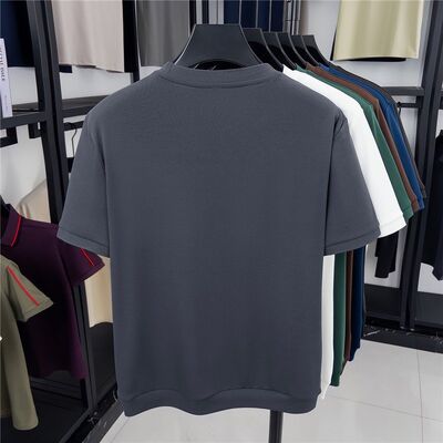 1282  summer hot item 210G 94% polyester fiber 6% spandex light luxury ice feeling short sleeved men's short sleeved T-shirt