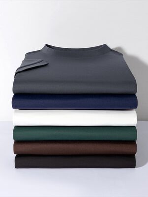 1282  summer hot item 210G 94% polyester fiber 6% spandex light luxury ice feeling short sleeved men's short sleeved T-shirt