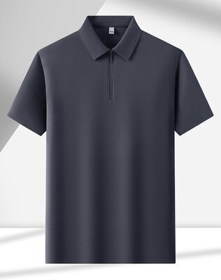 1298 Summer new 210G 94% polyester fiber 6% spandex men's polo shirt business casual lapel solid color T-shirt