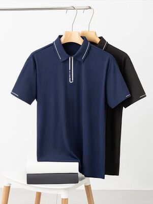 1296 Summer new 210G 94% polyester fiber 6% spandex POLO shirt 10A antibacterial men's seamless T-shirt