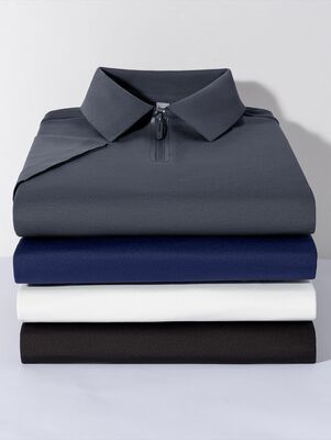 1298 Summer new 210G 94% polyester fiber 6% spandex men's polo shirt business casual lapel solid color T-shirt