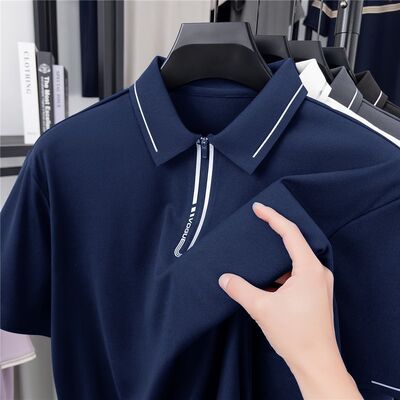 1296 Summer new 210G 94% polyester fiber 6% spandex POLO shirt 10A antibacterial men's seamless T-shirt