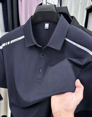 1328 Summer New 80% Nylon 20% Spandex 170g Ice Silk Outdoor Men's Universal Strip Fashion T-shirt