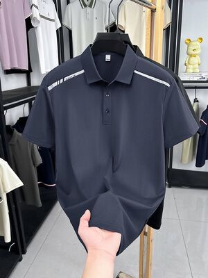 1328 Summer New 80% Nylon 20% Spandex 170g Ice Silk Outdoor Men's Universal Strip Fashion T-shirt