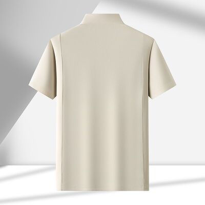 1723 Summer Hot Item 170g 89% Nylon 11% Spandex Men's Fashionable Ice Silk Outdoor Versatile Grid T-shirt