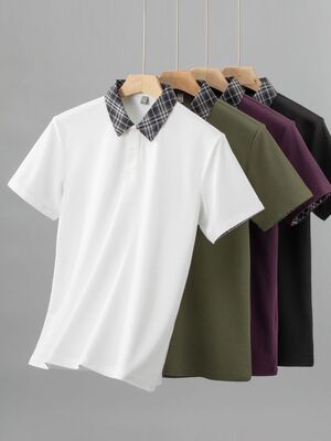 2175 Summer Hot Item 200g 100% Polyester Fiber Fashionable Imitation Cotton Round Bead Men's Polo Shirt