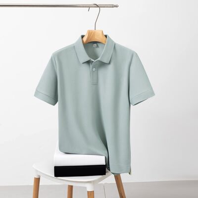 2182 Summer Hot Item 200g 100% Polyester Fiber Polo Shirt Octagonal Bead Men's Short Sleeved Shirt