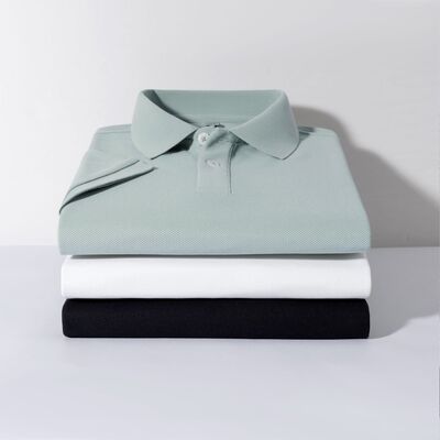 2182 Summer Hot Item 200g 100% Polyester Fiber Polo Shirt Octagonal Bead Men's Short Sleeved Shirt