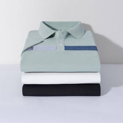 2185 Summer Hot Item 200g 100% Polyester Fiber
First Line Removal Of Labels, Fashionable And Simple Splicing POLO Shirt