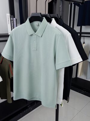 2182 Summer Hot Item 200g 100% Polyester Fiber Polo Shirt Octagonal Bead Men's Short Sleeved Shirt