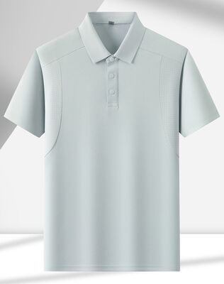 2786Summer new 195g 100% polyester fiber fashionable men's commuting ice silk polo shirt