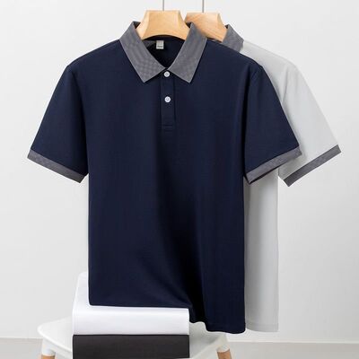 2806 Summer new 170g 75.4% polyester fiber 19.4% cotton 1.8% acetate fiber 1.2% linen 1.1% mulberry silk 1.1% copper ammonia fiber fashionable men's cool antibacterial T-shirt