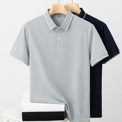 2838 Summer new 170g 75.4% polyester fiber 19.4% cotton 1.8% acetate fiber 1.2% linen 1.1% mulberry silk 1.1% copper ammonia fiber cool polo shirt business T-shirt