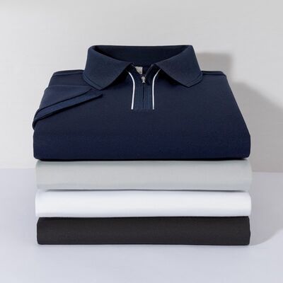 2835 Summer New Item 170g 75.4% Polyester Fiber 19.4% Cotton 1.8% Acetate Fiber 1.2% Linen 1.1% Mulberry Silk 1.1% Copper Ammonia Fiber Business Casual Lapel Polo Shirt Elastic T-shirt