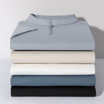 2980 Summer new 175g 100% polyester fiber half zipper men's ice silk short sleeved T-shirt