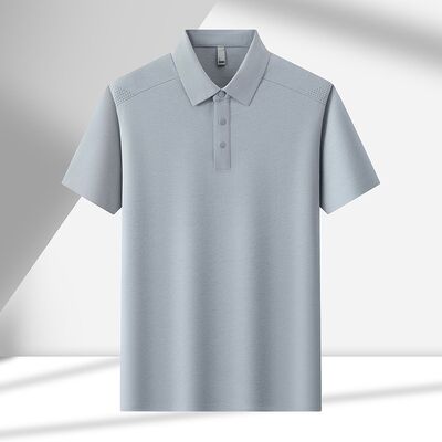 2986 Summer New 175g 100% Polyester Fiber Summer High-end Lapel Short Sleeved Men's Polo Shirt