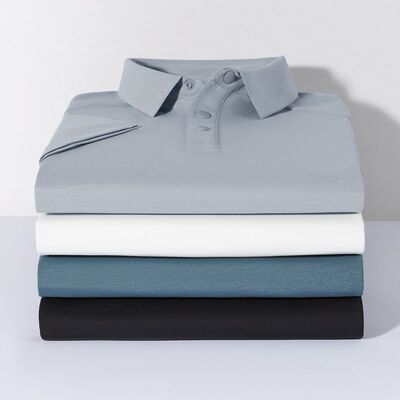 2986 Summer New 175g 100% Polyester Fiber Summer High-end Lapel Short Sleeved Men's Polo Shirt