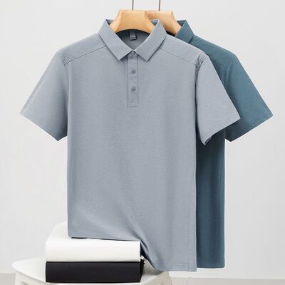2986 Summer New 175g 100% Polyester Fiber Summer High-end Lapel Short Sleeved Men's Polo Shirt
