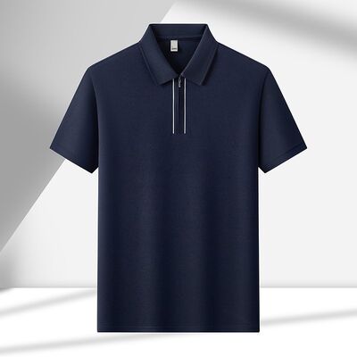 2835 Summer New Item 170g 75.4% Polyester Fiber 19.4% Cotton 1.8% Acetate Fiber 1.2% Linen 1.1% Mulberry Silk 1.1% Copper Ammonia Fiber Business Casual Lapel Polo Shirt Elastic T-shirt