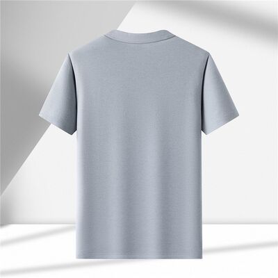2980 Summer new 175g 100% polyester fiber half zipper men's ice silk short sleeved T-shirt
