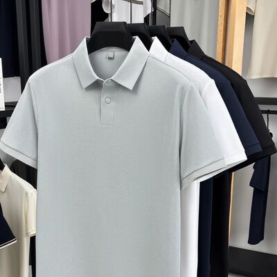 2832 Summer New Arrival 170g 75.4% Polyester 19.4% Cotton 1.8% Viscose 1.2% Linen 1.1% Silk 1.1% Rayon Polo Shirt Solid Color Korean Style Trendy T-Shirt