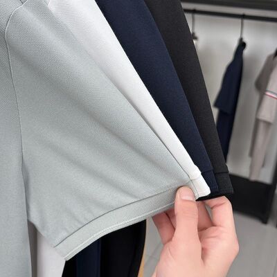 2835 Summer New Item 170g 75.4% Polyester Fiber 19.4% Cotton 1.8% Acetate Fiber 1.2% Linen 1.1% Mulberry Silk 1.1% Copper Ammonia Fiber Business Casual Lapel Polo Shirt Elastic T-shirt