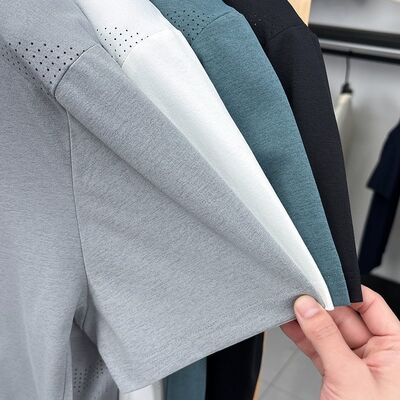 2986 Summer New 175g 100% Polyester Fiber Summer High-end Lapel Short Sleeved Men's Polo Shirt