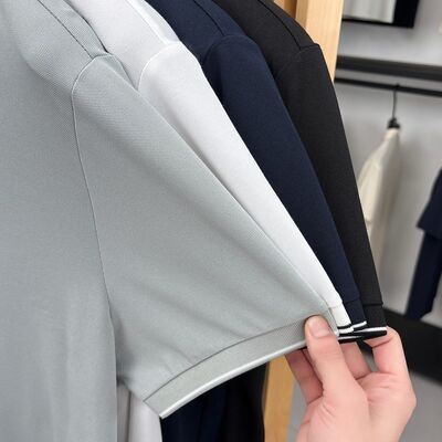 2838 Summer new 170g 75.4% polyester fiber 19.4% cotton 1.8% acetate fiber 1.2% linen 1.1% mulberry silk 1.1% copper ammonia fiber cool polo shirt business T-shirt