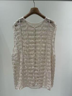 Summer New Fashionable 100% Cotton Apricot Hook Hollow Tank Top