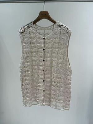 Summer New Fashionable 100% Cotton Apricot Hook Hollow Tank Top