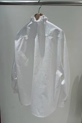 Spring And Summer Thin White Sky Blue 100% Pure Cotton Ruffled French Shirt