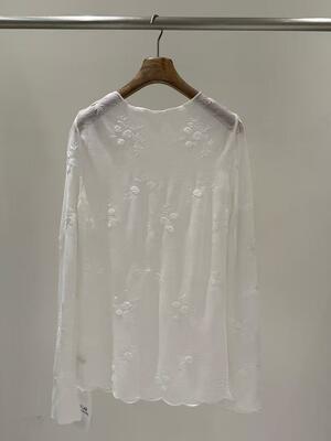 Spring and summer new 95% polyester 5% spandex white jacquard knitted pullover