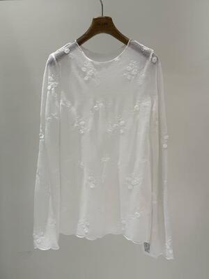 Spring and summer new 95% polyester 5% spandex white jacquard knitted pullover