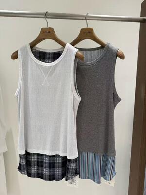 Summer new white 34% polyester 33% Lyocell fiber 27% cotton 3% mulberry silk 3% linen wool printed bottom vest