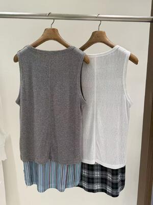 Summer new white 34% polyester 33% Lyocell fiber 27% cotton 3% mulberry silk 3% linen wool printed bottom vest