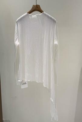 Spring And Summer Hot Item 92% Polyester 8% Linen White Crochet Knit T-shirt With Tassel Hem
